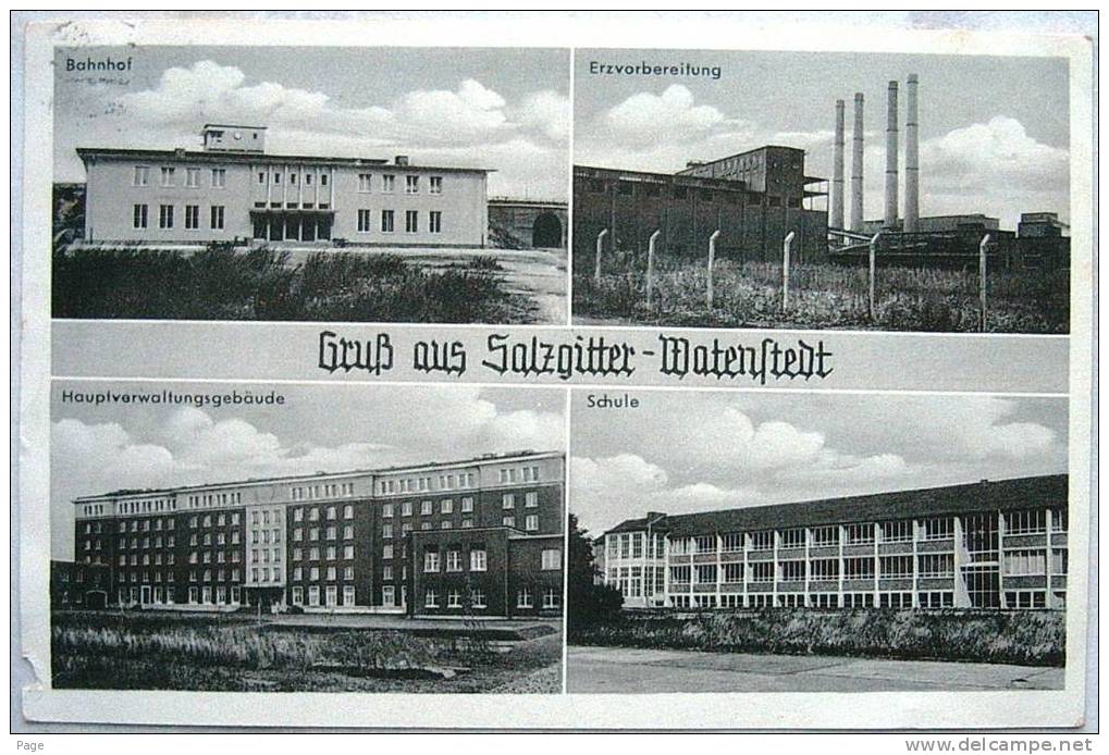 Watenstedt,Salzgitter,Bahnhof,Schule,Erzvorbereitung,Hauptverwaltungsgebäude,1950-1960 - Salzgitter