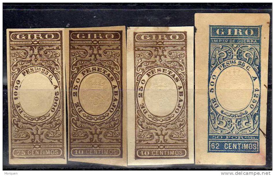 Lote 4 Sellos De GIRO, Fiscales - Revenue Stamps