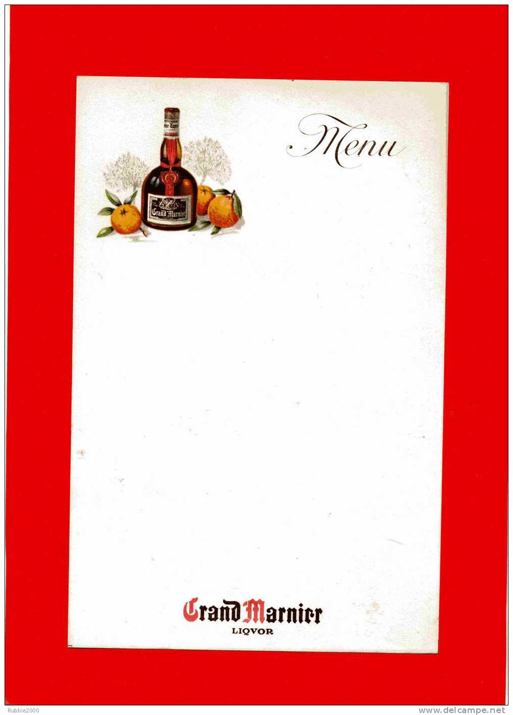 MENU GRAND MARNIER ETAT NEUF LIQUEUR MANDARINE CLEMENTINE ORANGE PUBLICITE - Advertising