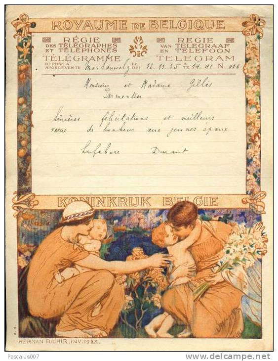 Tel - Vieux Papier - Télégramme Telegram A 04 - Du 12-11-1935 - De Morlanwelz - Autres & Non Classés