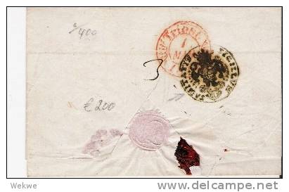 Gr-P004/ Salonichi (Einzeiler) 1842 Nach Triest, Italien,  Seuchenbrief (fumigated) - ...-1861 Prephilately