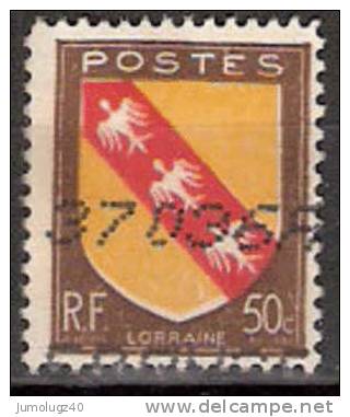 Timbre France Y&T N° 757 (03) Obl.  Armoiries De Lorraine.  50 C. Brun, Jaune Et Rouge. Cote 0,15 € - 1941-66 Wapenschilden