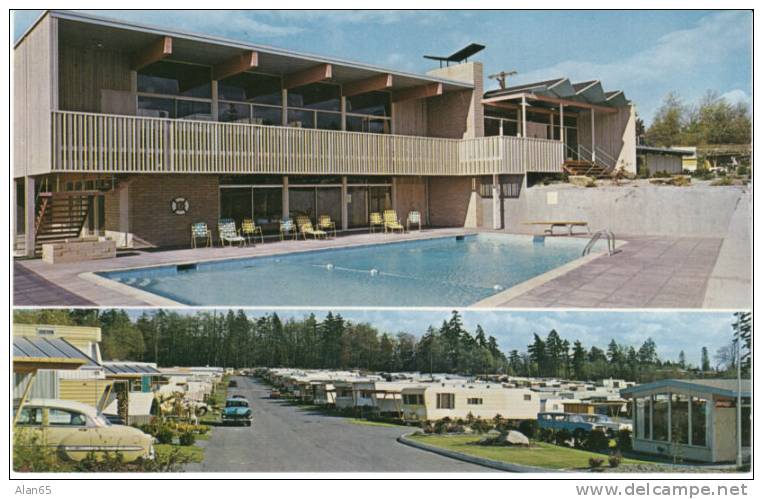 Bow Lake Trailer Town, RV Camper Trailer Community On Seattle WA Vintage Chrome Postcard, Autos - Seattle