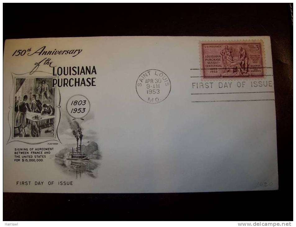 USA 1953 FDC 150th ANNIVERSARY LOUISIANA PURCHASE - 1951-1960
