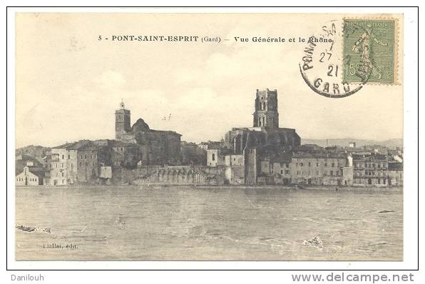 30 // PONT ST ESPRIT, Vue Générale Et Le Rhône, Liallat édit N° 5 - Pont-Saint-Esprit