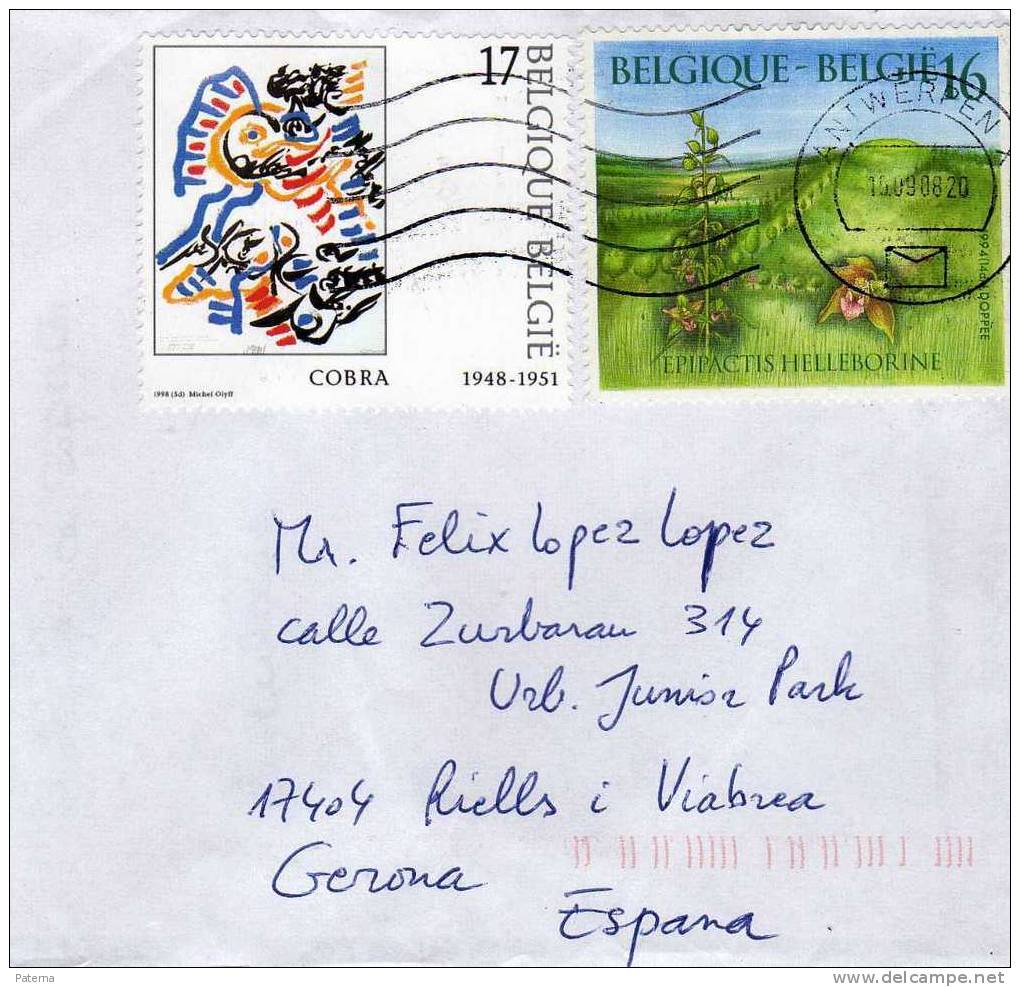 3511   Carta ,   Bélgica, 2008,  Antwerpen - Lettres & Documents