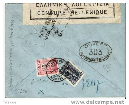 Gr11006b/ GRIECHENLAND -  Kriegssteuermarken Als Freimarken Auf Einschreiben,   Bern, Schweiz 1918 - Brieven En Documenten