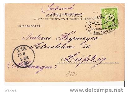 Gr-Ng015/ Salonique T.P.O. 3, 1901 Nach Leipzig (AK Constantinopel) - Salonicco