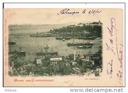 Gr-Ng015/ Salonique T.P.O. 3, 1901 Nach Leipzig (AK Constantinopel) - Thessaloniki