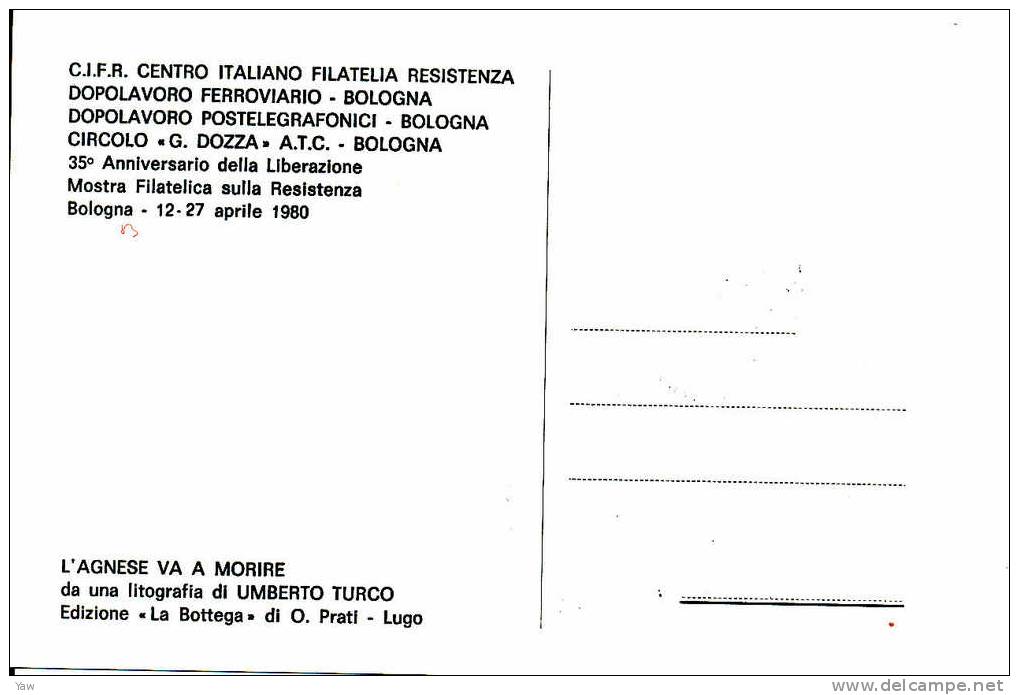 ITALIA 1980 CP PER RICORDARE 35° ANNIV. LIBERAZIONE. ANNULLO SPECIALE BOLOGNA - Maximumkarten (MC)