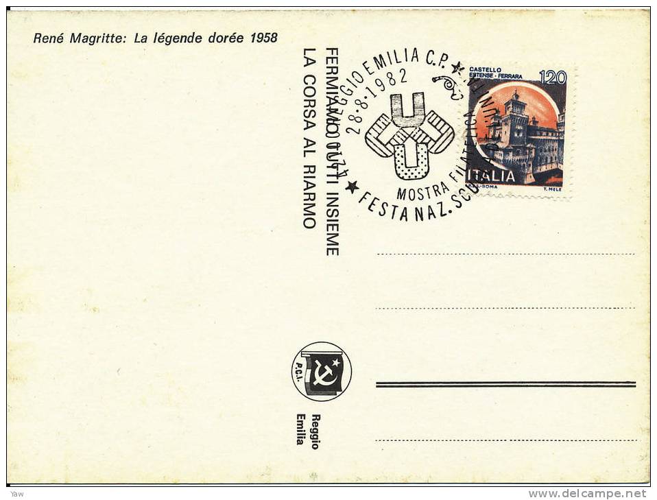 ITALIA 1982 CP FESTA NAZIONALE DELL´UNITA´. ANNULLO SPECIALE REGGIO EMILIA - Maximum Cards