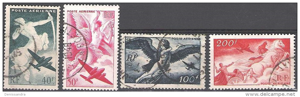 France 1946 Yvert Poste Aérienne 16 - 19 O Cote (2015) 4.00 Euro Série Mythologique Cachet Rond - 1927-1959 Oblitérés