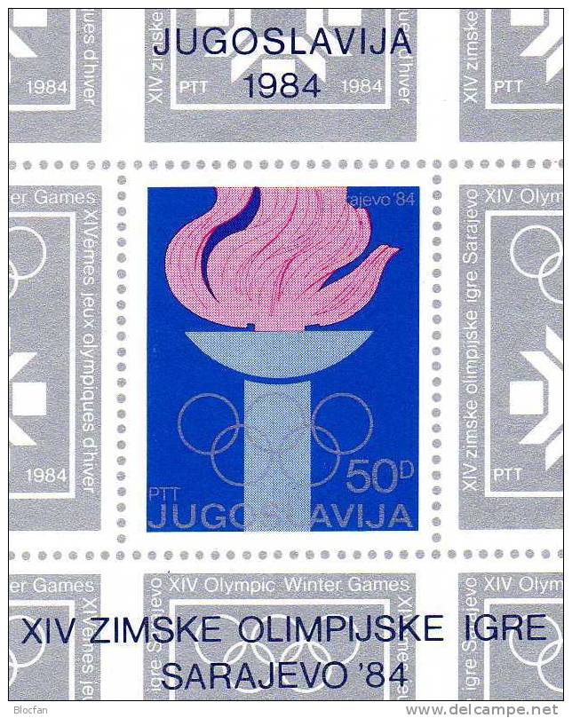 Olympisches Feuer Winterolympiade Sarajevo 1984 Jugoslawien 2033 + Block 24 ** 3€ - Hiver 1984: Sarajevo