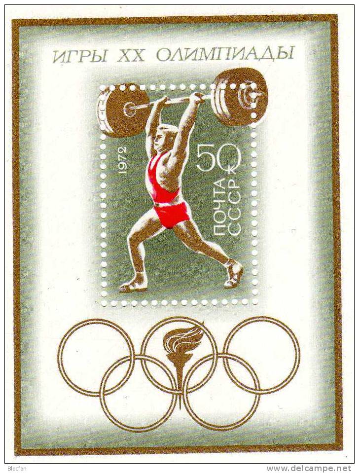 Block 77 + 4025 ** München 1972 Sommer -Olympiade Gewichtheben Sowjetunion 3€ - Haltérophilie