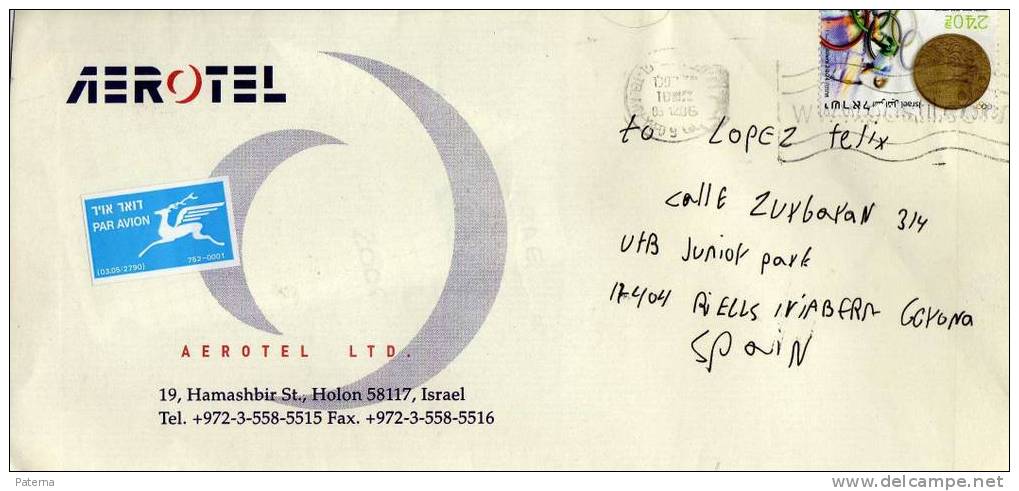 Carta,aérea De Israel 2006, Cover, Letter - Briefe U. Dokumente