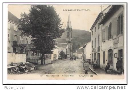 88 CORNIMONT * Grande-Rue -- Postes Et Eglise * Très Belle CPA Animée 1914 - Cornimont
