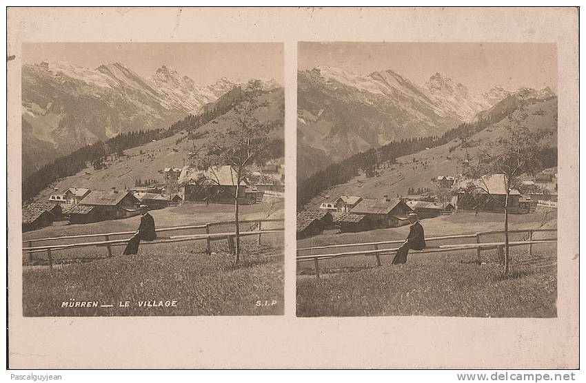 CPA PHOTO STEREO SUISSE - MURREN - LE VILLAGE - Stereoscope Cards