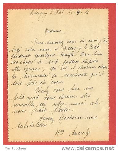 CARTE LETTRE DE 1941 CACHET SI QUENTIN POUR PARIS - Kartenbriefe