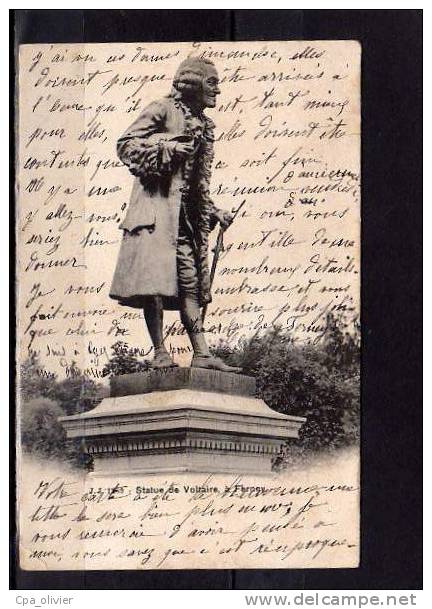 01 FERNEY VOLTAIRE Statue De Voltaire, Monument, Ed JJ 1269, 1904, Dos 1900 - Ferney-Voltaire