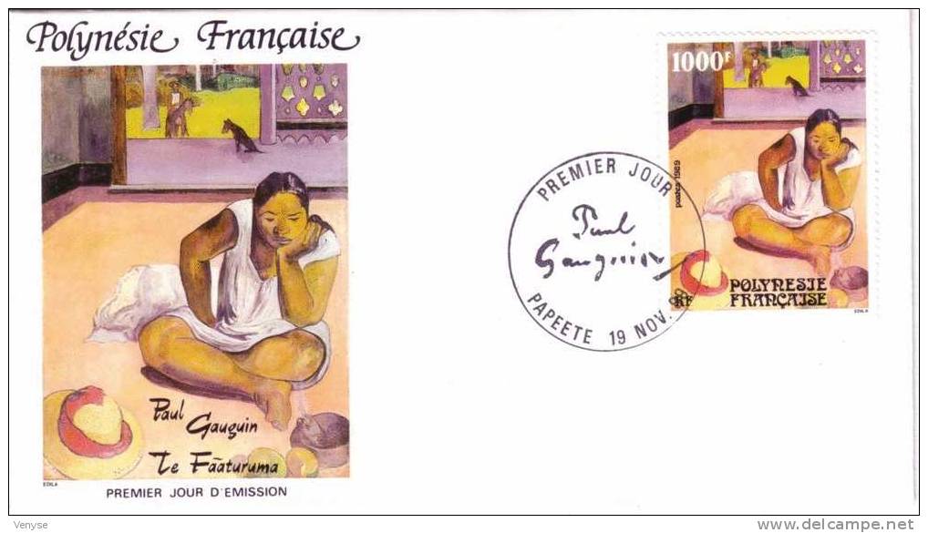 FDC POLYNESIENNE 1000F ¤  PAUL GAUGUIN  "Le Faaturuma" - Impressionisme