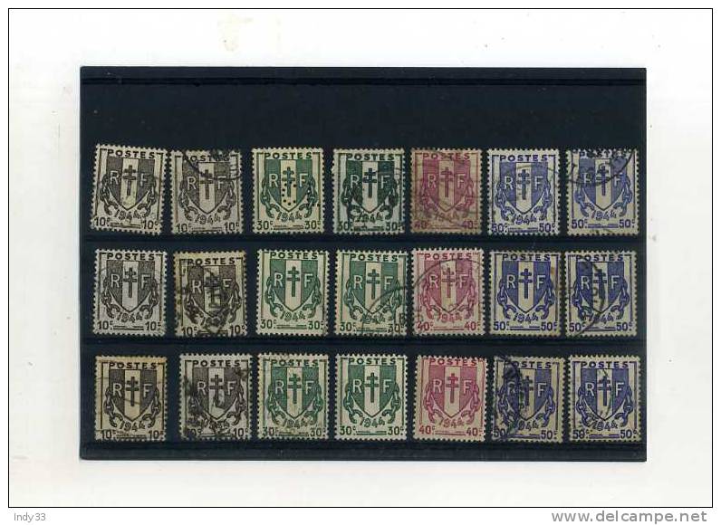 - ENSEMBLE DE TIMBRES DE FRANCE . CHAINES BRISEES , DIFFERENTES NUANCES . - 1941-66 Wapenschilden