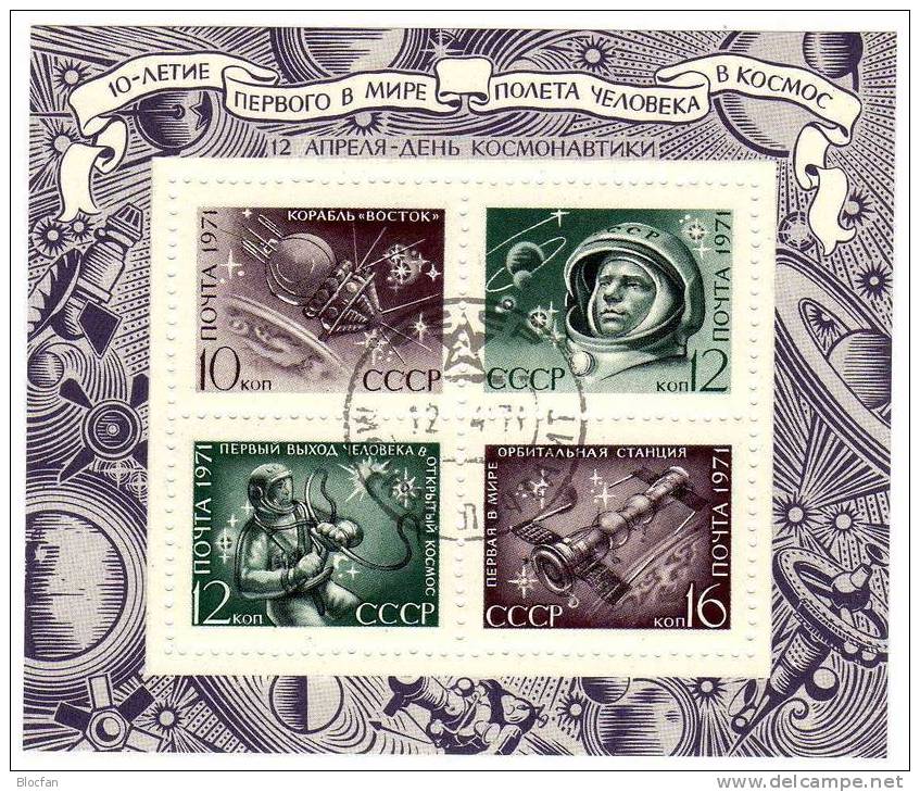 Block 69 + 3871/4 O Weltraumschiff Wostok, Gagarin Tag Der Kosmonautik Sowjetunion 5€ - Collections (with Albums)