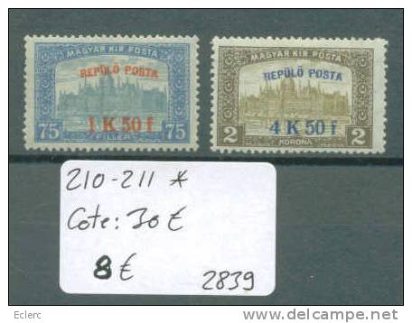 HONGRIE  No Michel 210-211 *  ( Avec Charnière )        Cote: 30 € - Unused Stamps