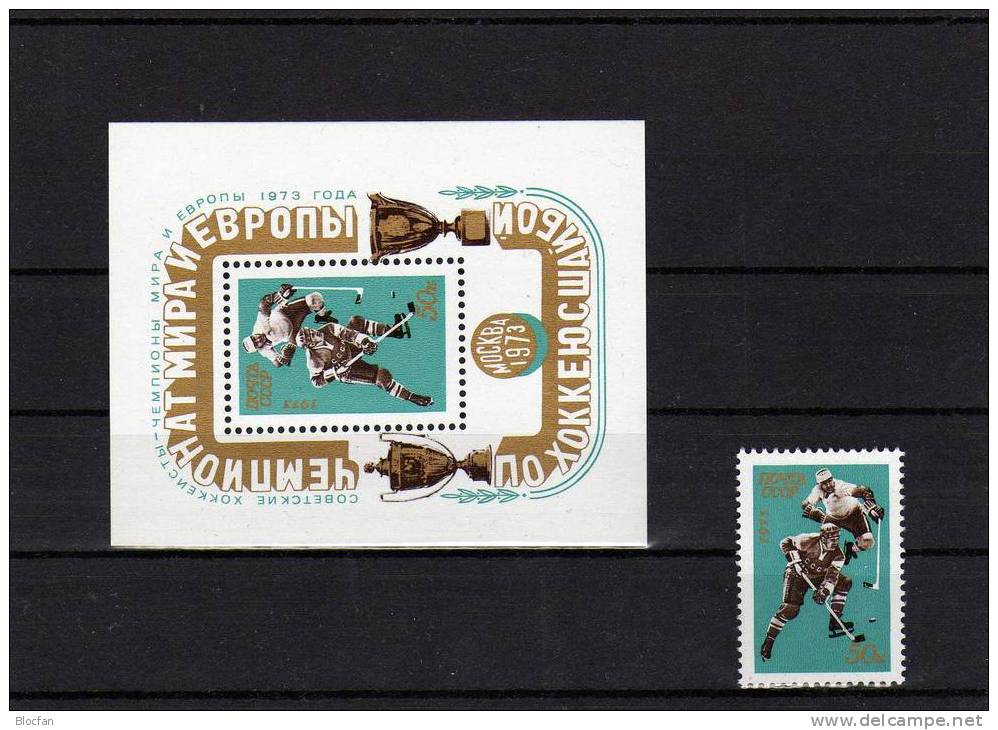 Block 87 + 4101 ** Aufdruck Sieg Bei Eishockey Europa- Und Weltmeisterschaft Sowjetunion 8€ - Proofs & Reprints