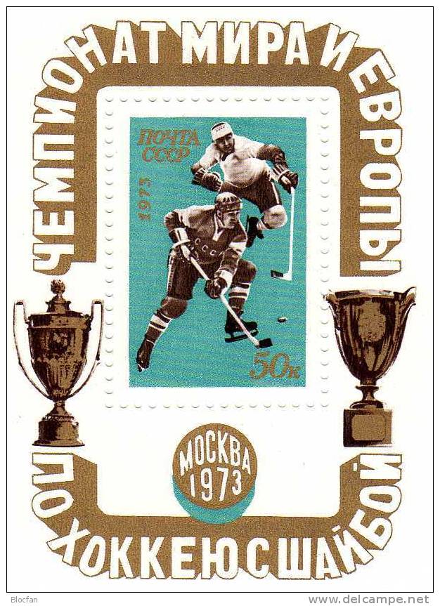 Block 84 + 4101 ** Eishockey - Spieler Europa- Und Weltmeisterschaft 1973 Sowjetunion 3€ - Eishockey