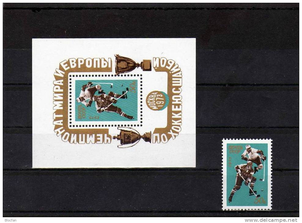 Block 84 + 4101 ** Eishockey - Spieler Europa- Und Weltmeisterschaft 1973 Sowjetunion 3€ - Hockey (sur Glace)
