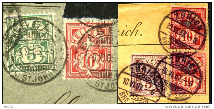 Schweiz Helvetia Mi.N° 46?  + 47  Auf Brief Von Zürich Nach Lyon France Abgestempelt Am 10.6. 1887 In Zürich, Ankunftsst - Varietà