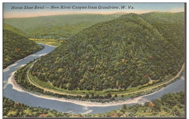 Horse Shoe Bend, New River Canyon, Grandview, West Virginia, WV, 1930´s To 1950´s Linen Postcard # 2644 - Autres & Non Classés