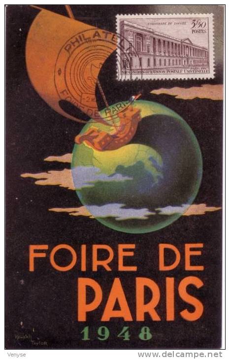 Carte Maximum FOIRE De PARIS 1945 - 1940-1949