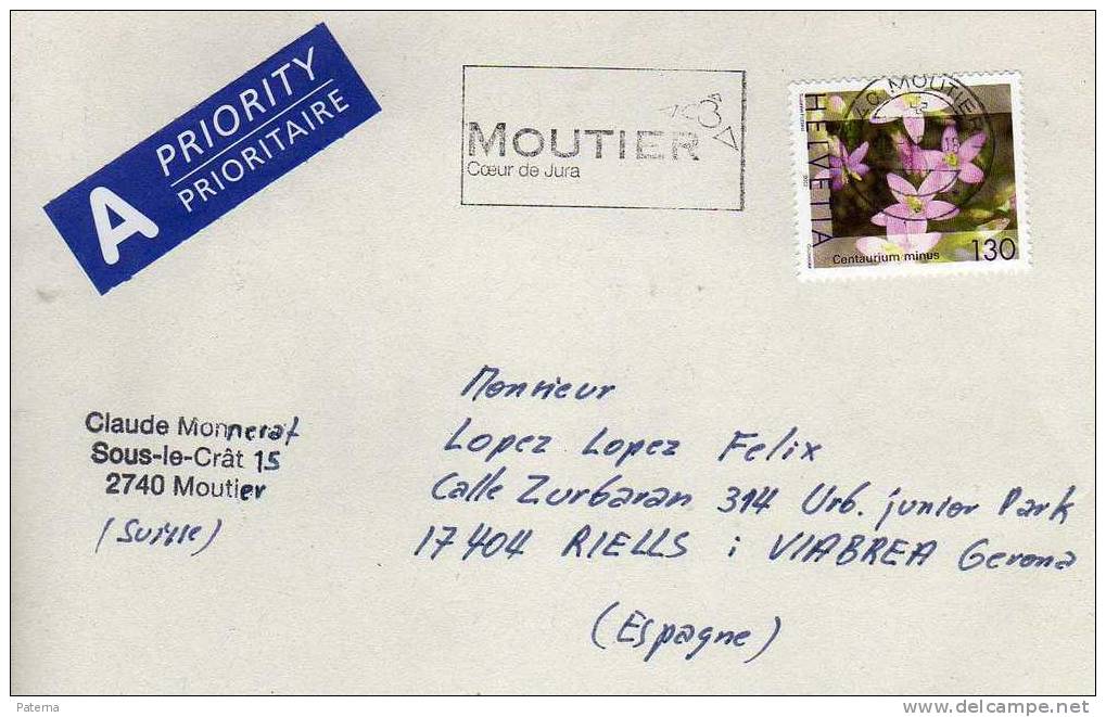 Carta, Moutier  ( Suiza) Matasello Moutier Coeur De Jura, Cover - Brieven En Documenten
