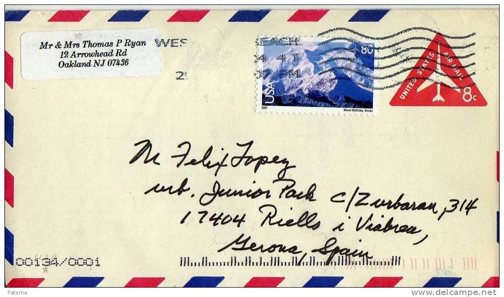 Entero Postal ,aérea  De Oakland   N.J. ( Estados Unidos ) 2007, Entier Postal - 2001-10