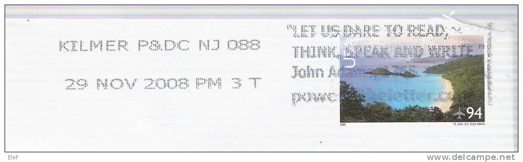 Lettre Des USA / Etats-Unis Avec Flamme  Et Citation De John ADAMS "Let Us Dare To Read,think,speak,and Write"  ; TB - Onafhankelijkheid USA