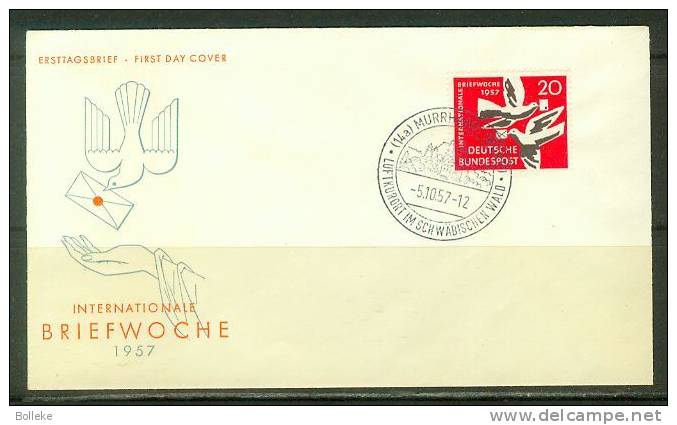 Allemagne Fédérale  -  Lettre FDC De 1957  -  Pigeons  -  Lettre - Palomas, Tórtolas