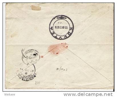 Gr-Ng050a/  GRIECHENLAND - Fiscal Stamps Provisionaly Used On Registered Cover To London 1914 - Lettres & Documents