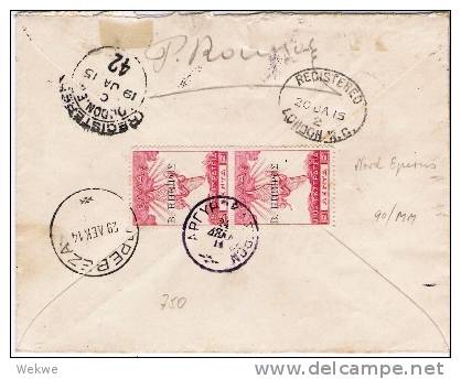 Gr-Ng046/ GRIECHENLAND -  Epirus 24.12.14, Einschreiben London, R-Zettel (Brief, Cover, Letter, Lettre) - Covers & Documents