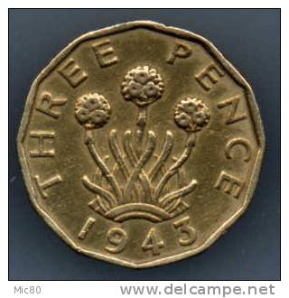 Grande-Bretagne 3 Pence 1943 Ttb+ - F. 3 Pence