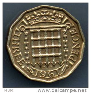 Grande-Bretagne 3 Pence 1961 Ttb+ - F. 3 Pence