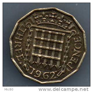 Grande-Bretagne 3 Pence 1962 Ttb - F. 3 Pence