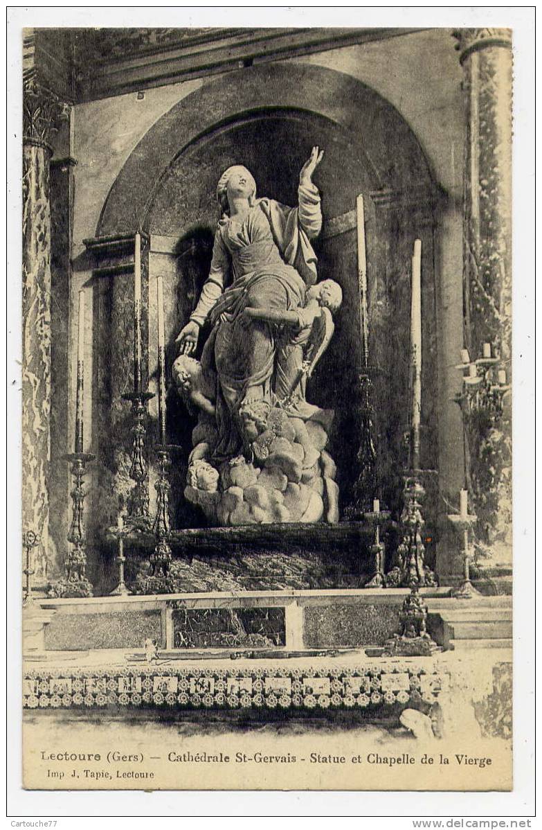 K12 - LECTOURE - La Cathédrale Saint-Gervais - Statue Et Chapelle De La Vierge (1924 - Oblitération De Lectoure) - Lectoure