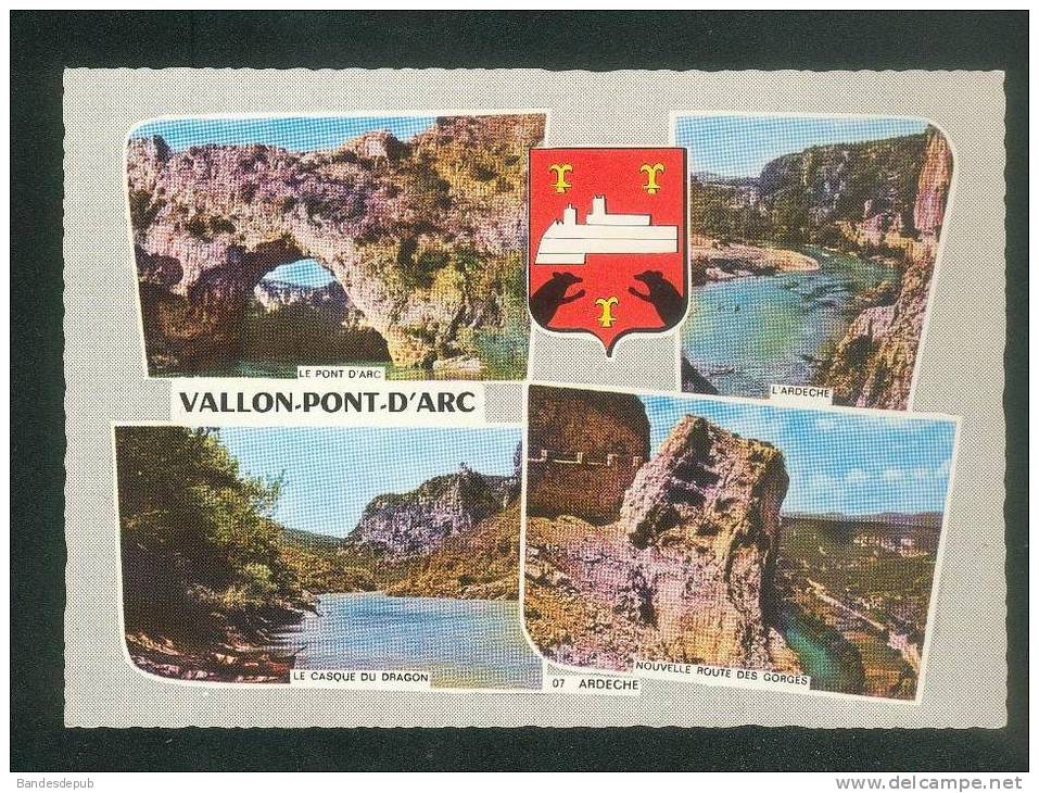 CPSM - Vallon Pont D' Arc (07 Ardèche )  - Multivues ( COMBIER CIM Cl. 2 C) - Vallon Pont D'Arc