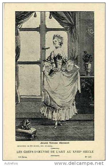 AUGUSTE DE ST AUBIN  -  JEUNE FEMME DANSANT   -  LES CHEFS D OEUVRE DE L ART AU XVIII° Siecle  -  EDITION VERS 1900 - Malerei & Gemälde