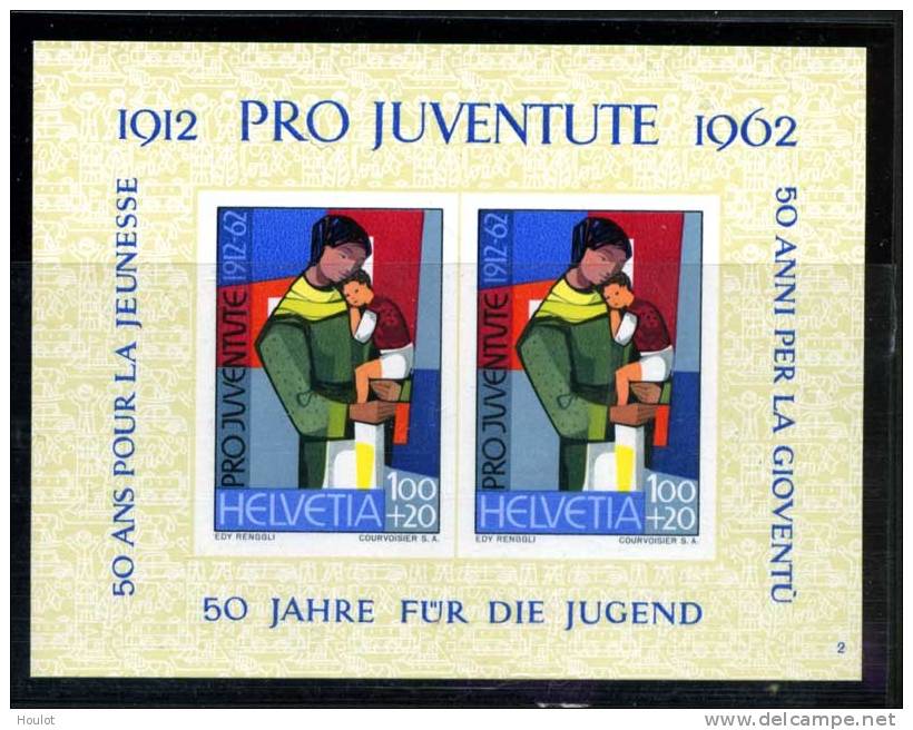 Schweiz Helvetia Mi.N° 763 Als Block 18 ** 1962, „Pro Juventute": 50 Jahre Stiftung Pro Juventute; Mutter Mit Kind - Blocs & Feuillets