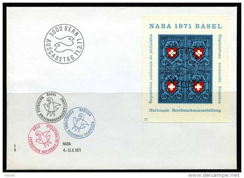 Schweiz Helvetia Mi.N° 946 FDC Block 21 1971,Blockausgabe: Nationale Briefmarkenausstellung - Blocs & Feuillets