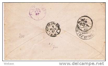 Br132/ BRASILIEN -  A52 Pedro 200 R Nach Berlin 1887, Spät Verwendet - Cartas & Documentos