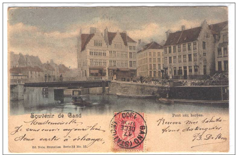 (182) BELGIO- BELGIQUE - SOUVENIR DE GAND- PONT AUX HERBES-1900 - Gent