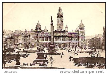 MUNICIPAL BUILDINGS AND GEORGE SQUARE. GLASGOW. - Lanarkshire / Glasgow